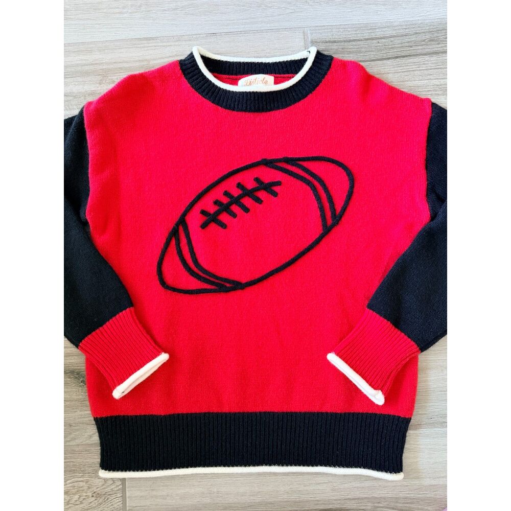 Listicle Football Sweater Women's Small Red Black Game Day Varsity Oversized